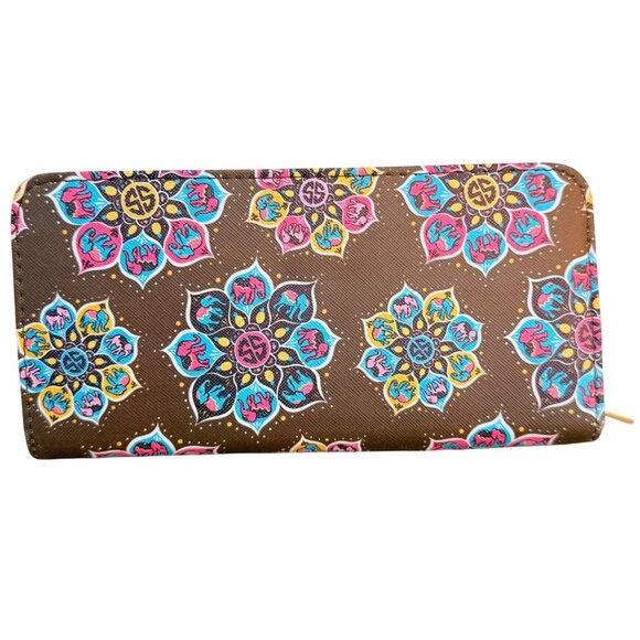 Simply Southern Beach Wallet Brown Colorful Elephant Mandala Gold Zipper Close - Picture 2 of 13